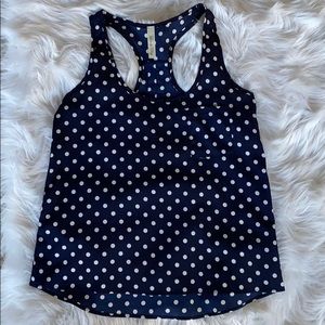 Lovely Day Navy & White Polka Dot Racerback Top